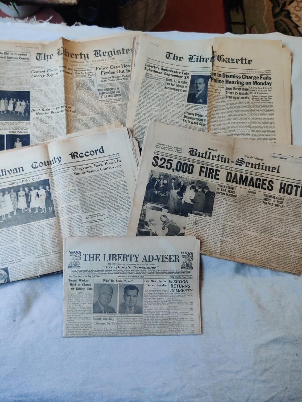 1957 Sullivan County NY Newspaper Lot of 13 Liberty Monticello Fallsburgh Jeff